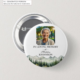 Mountains and Trees Celebration Of Life Keepsake Button