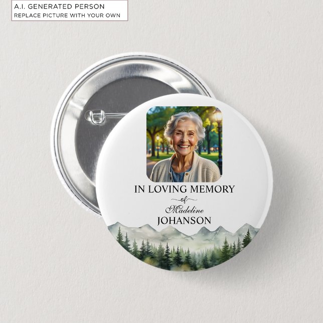 Mountains and Trees Celebration Of Life Keepsake Button (Creator Uploaded)