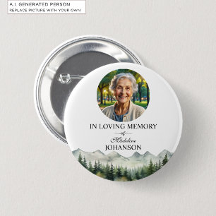 Mountains and Trees Celebration Of Life Keepsake Button