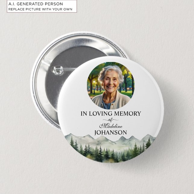 Mountains and Trees Celebration Of Life Keepsake Button (Creator Uploaded)