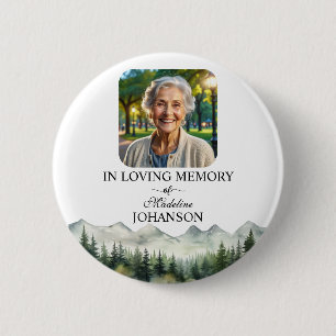 Mountains and Trees Celebration Of Life Keepsake Button