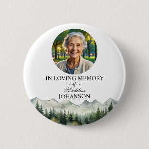 Mountains and Trees Celebration Of Life Keepsake Button