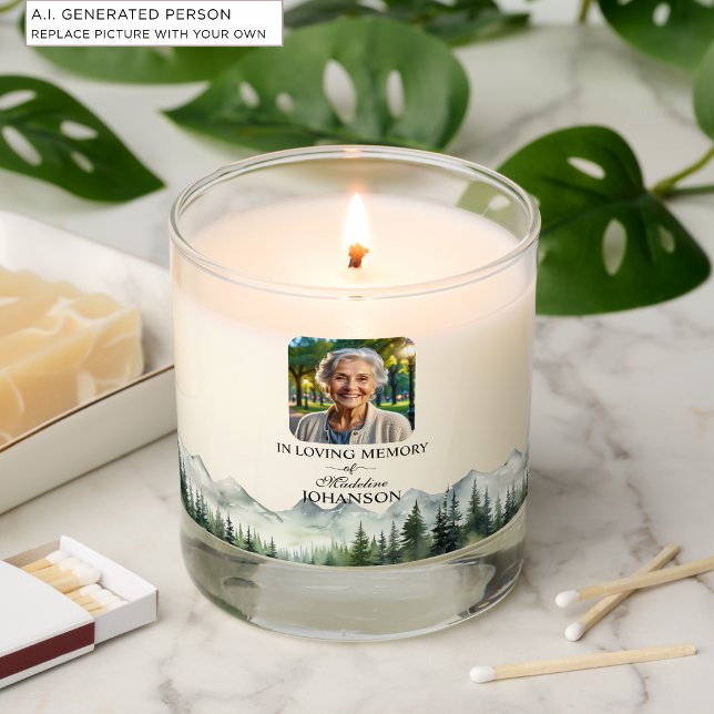 Mountains and Trees Celebration Of Life Keepsake Scented Candle (Creator Uploaded)