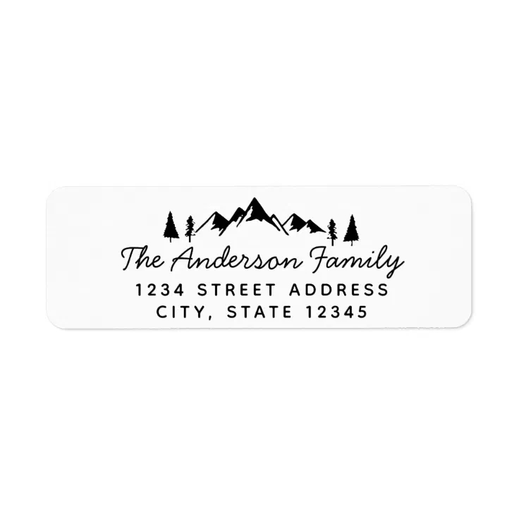 Mountains and Trees Family Name Return Address Label