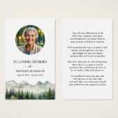 Mountains and Trees Memorial Photo Prayer Card (Front & Back)
