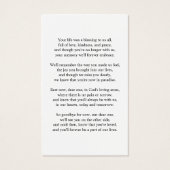 Mountains and Trees Memorial Photo Prayer Card (Back)