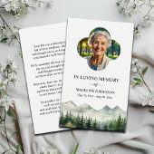 Mountains and Trees Memorial Photo Prayer Card
