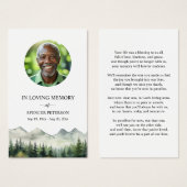 Mountains and Trees Memorial Photo Prayer Card (Front & Back)