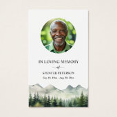 Mountains and Trees Memorial Photo Prayer Card (Front)