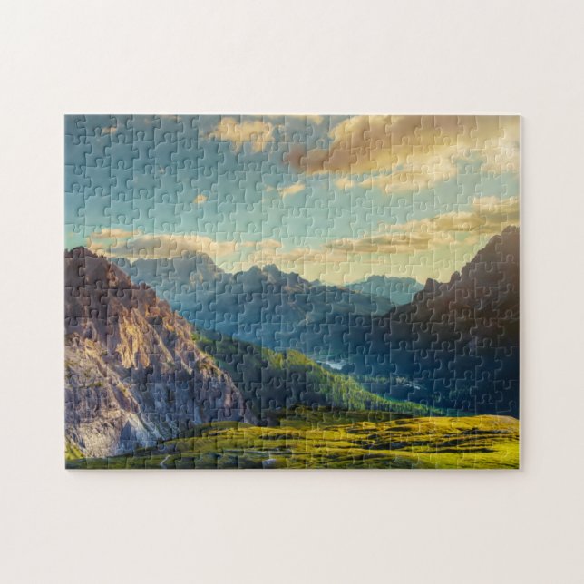Mountains and Valley at Sunset Jigsaw Puzzle (Horizontal)