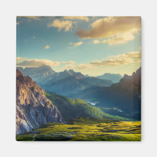Mountains and Valley at Sunset Magnet