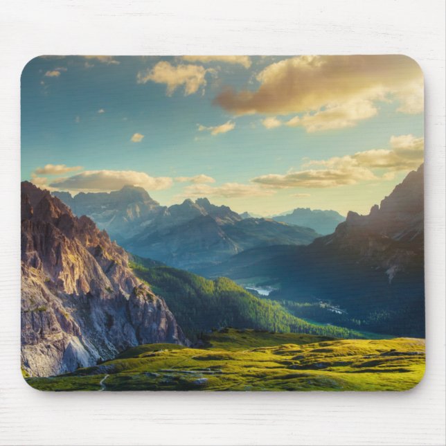 Mountains and Valley at Sunset Mouse Pad (Front)