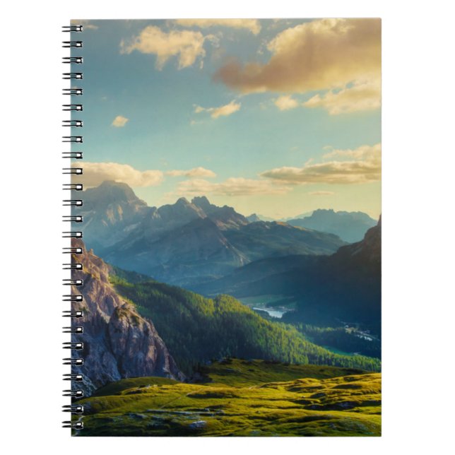 Mountains and Valley at Sunset Notebook (Front)