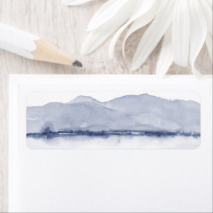 Mountains and Water Blush and Gray Abstract Label