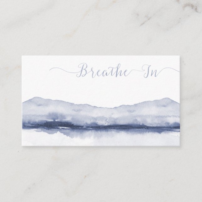 Mountains and Water Blush and Gray Abstract Waterc Business Card (Front)