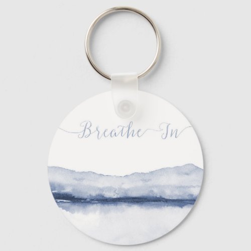 Mountains and Water Blush and Gray Abstract Waterc Keychain