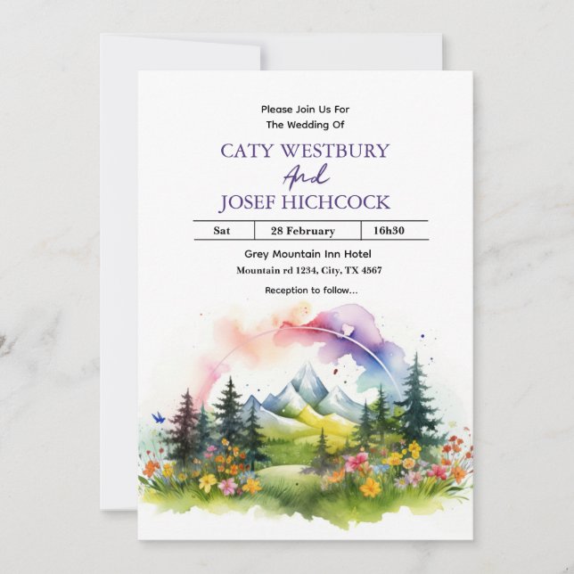 Mountains and Wildflowers Landscape Wedding Invita Invitation (Front)