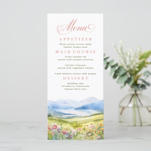 Mountains and Wildflowers Landscape Wedding Menu
