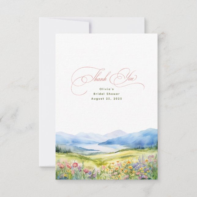 Mountains and Wildflowers Thank You Card (Front)