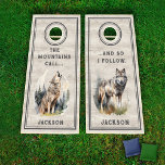 Mountains and Wolf Cornhole Set<br><div class="desc">Rustic howling wolf and mountains custom cornhole set, Great for camping, tailgating, family BBQ's , birthday parties. Makes a great gift for your significant other.</div>