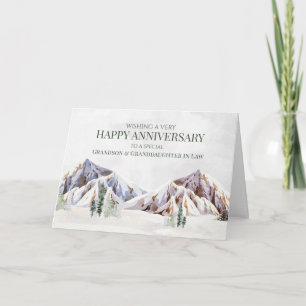 Mountains Anniversary Grandson & Wife Card