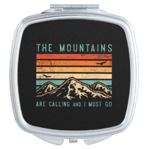 Mountains are Calling & I Must Go Retro Vintage 80 Compact Mirror