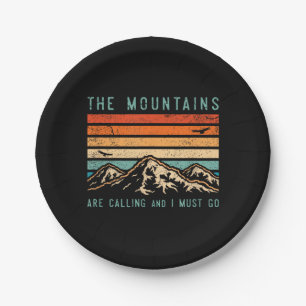 Mountains are Calling & I Must Go Retro Vintage 80 Paper Plates