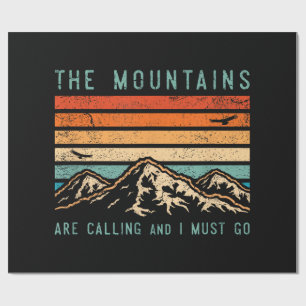Mountains are Calling & I Must Go Retro Vintage 80 Wrapping Paper