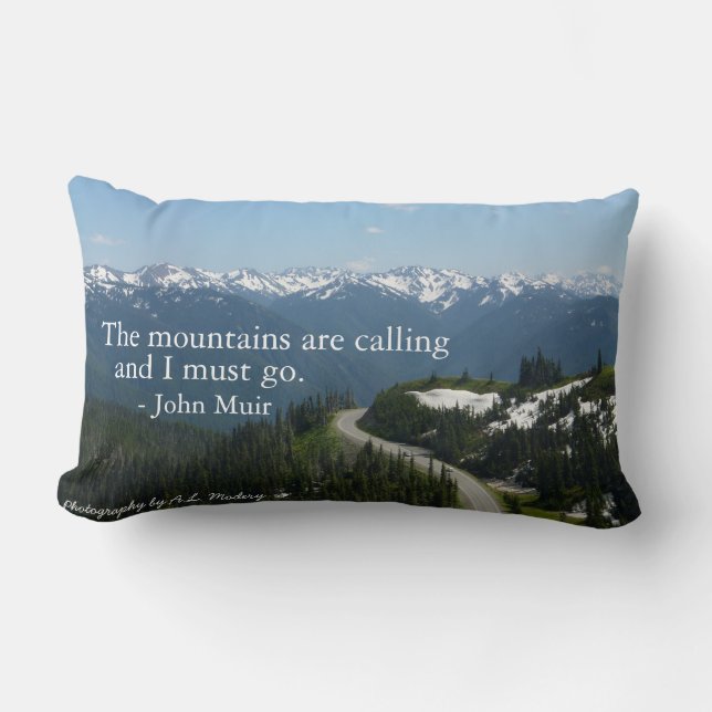 Mountains are Calling Lumbar Pillow (Front)