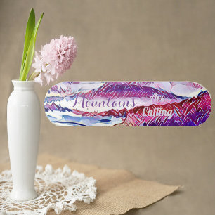 Mountains are Calling Pristine Snow Abstract Alps Skateboard