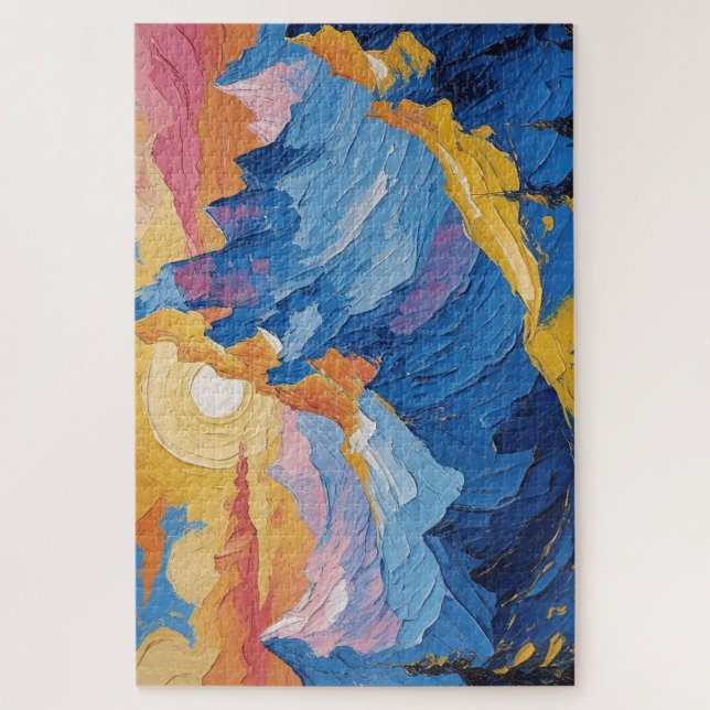 Mountains at dawn with glow jigsaw puzzle (Vertical)