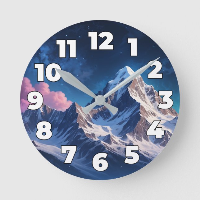 Mountains at night round clock (Front)