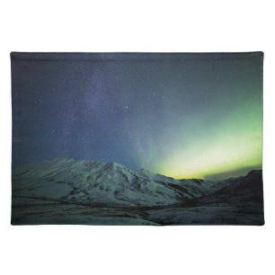 Mountains Aurora Borealis & Milky Way Alaska Cloth Placemat
