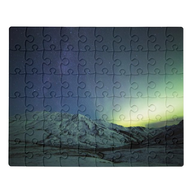 Mountains | Aurora Borealis & Milky Way Alaska Jigsaw Puzzle (Puzzle Horizontal)