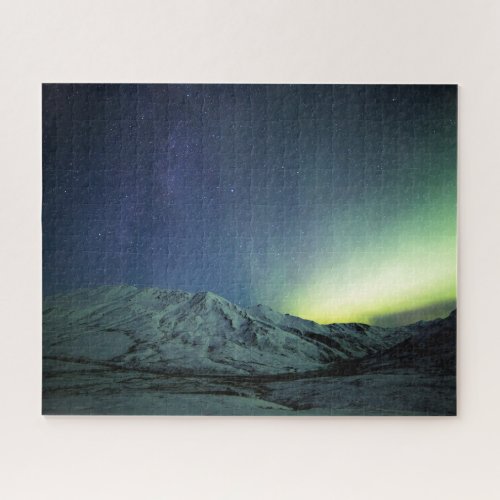 Mountains  Aurora Borealis  Milky Way Alaska Jigsaw Puzzle