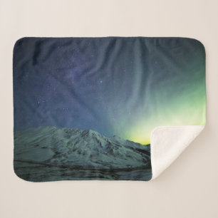 Mountains   Aurora Borealis & Milky Way Alaska Sherpa Blanket