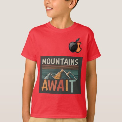 Mountains await with apple logo T_Shirt