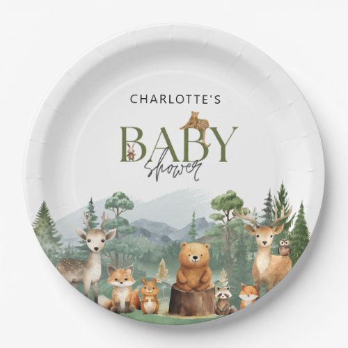 Mountains Baby Shower  Greenery event Paper Plates