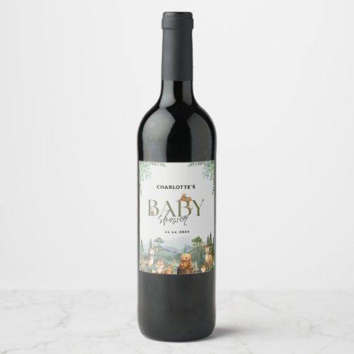 Mountains Baby Shower  Greenery event Wine Label