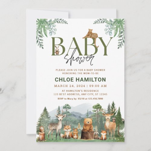 Mountains Baby Shower Invitation  Greenery event