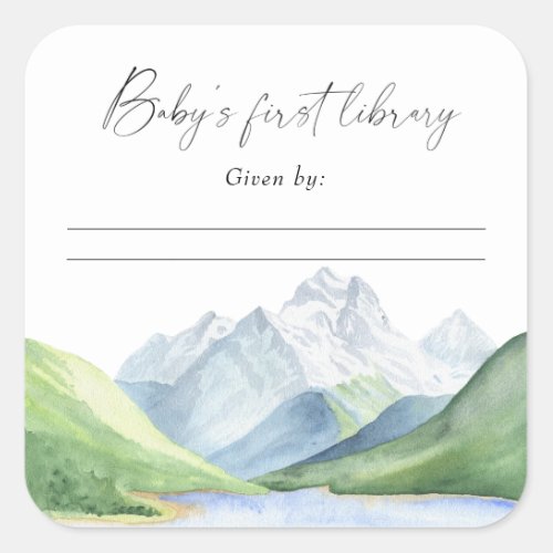 Mountains _ Babys first library Square Sticker