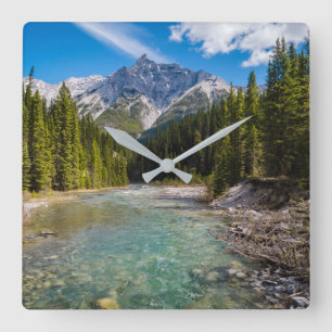 Mountains Banff National Park, Canadian Rockies Square Wall Clock