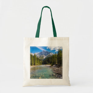 Cute Canvas Tote Bag - River Mountain Forest Design - Mountain Tote Bag -  Inexpensive Gifts - Bridesmaid Tote Bag