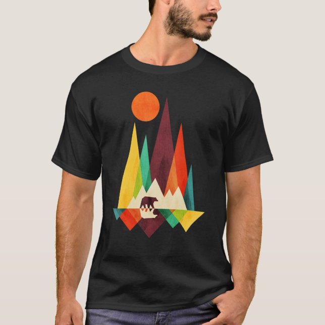 Mountains Bear Sun Abstract T-Shirt (Front)