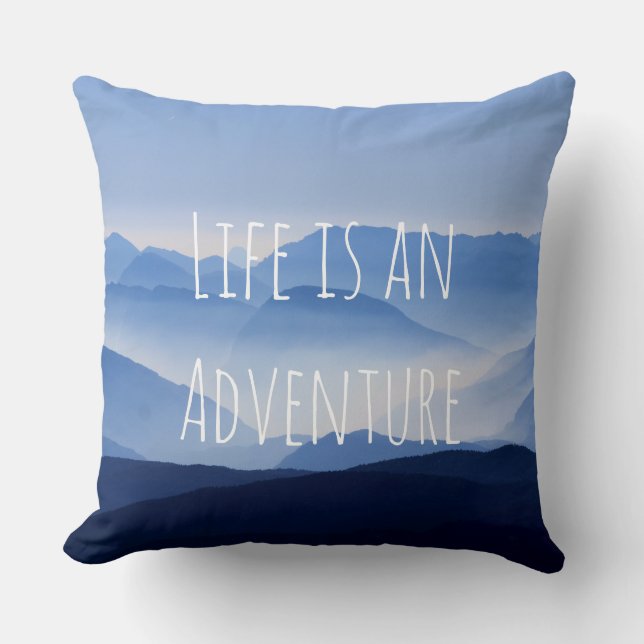 Mountains Blue Mist Throw Pillow (Front)