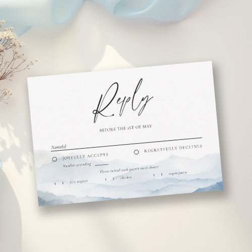 Mountains Blue Ridge Misty Modern Wedding Meal RSVP Card