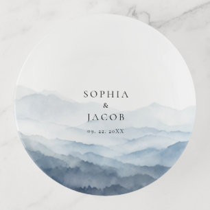 Mountains Blue Ridge Misty Modern Wedding Trinket Tray