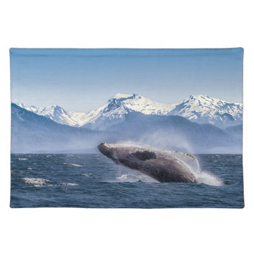 Mountains  Breaching Whale Glacier Bay Alaska Cloth Placemat
