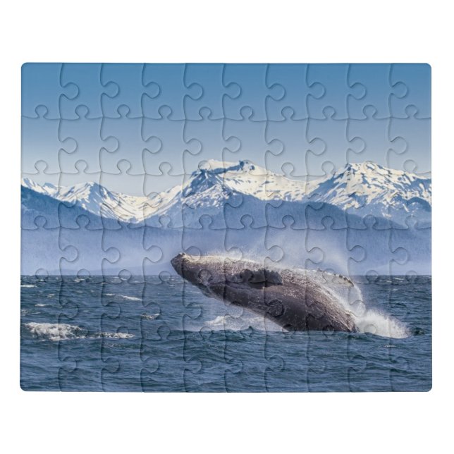 Mountains | Breaching Whale Glacier Bay, Alaska Jigsaw Puzzle (Puzzle Horizontal)