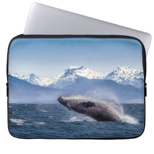 Mountains   Breaching Whale Glacier Bay, Alaska Laptop Sleeve